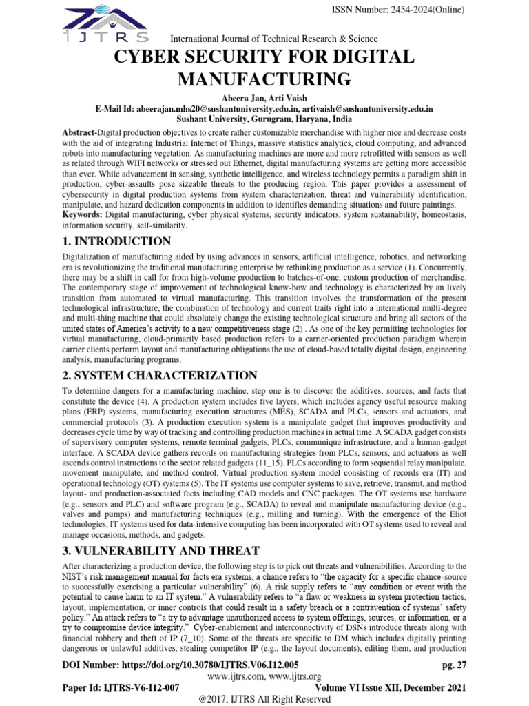 Cybersecurity in Digital Manufacturing | PDF | Programmable Logic ...