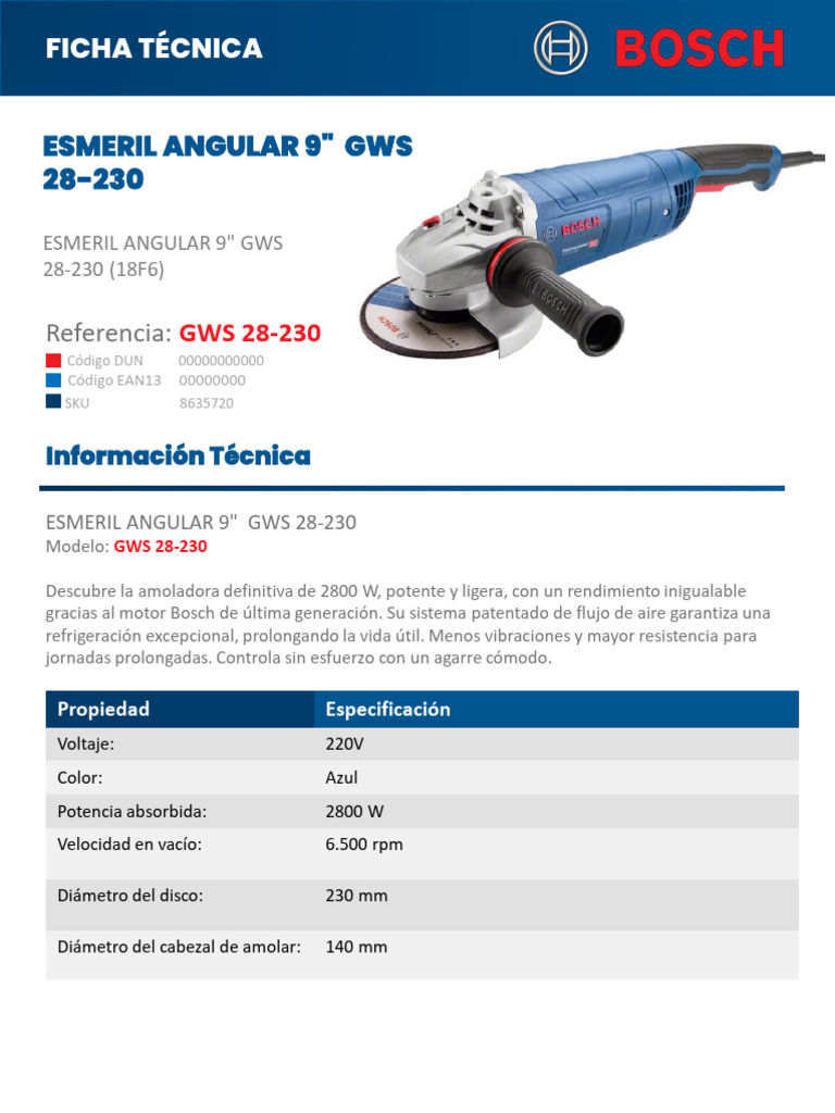 8635720 ESMERIL ANGULAR 9 - GWS 28-230 | PDF