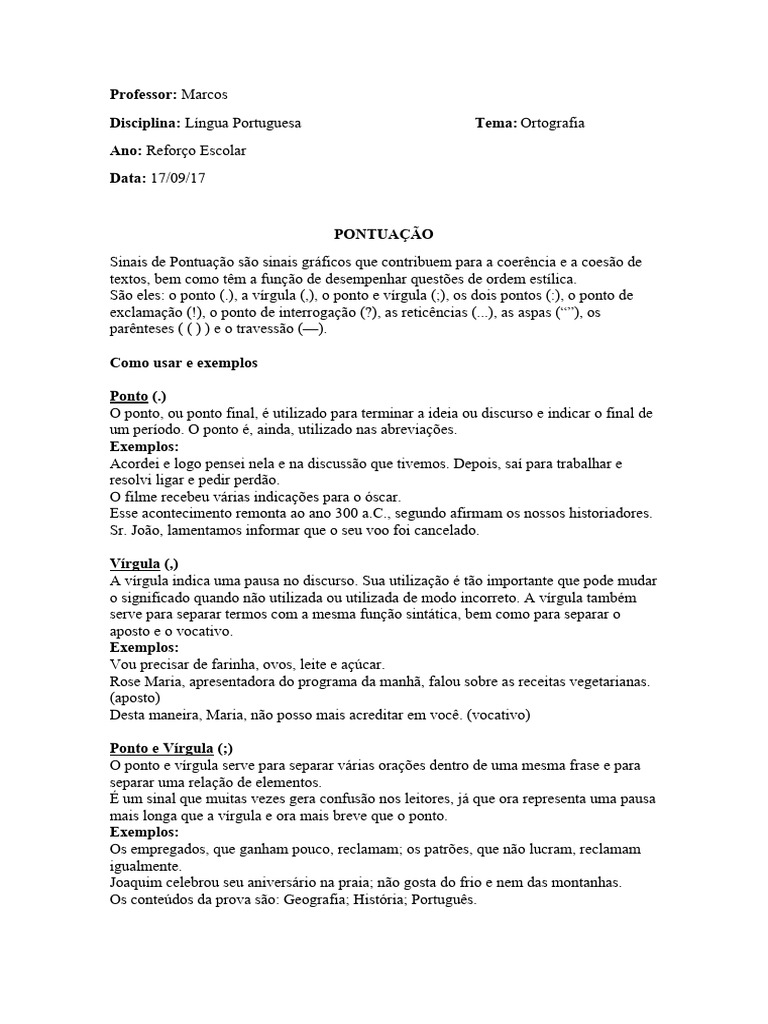 Aula Pontuacao Pdf Vírgula Aspas