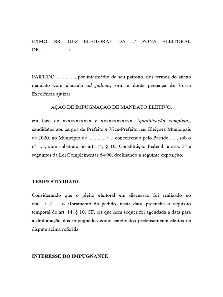 Impugnação de Mandato Eletivo 2020 | PDF | Eleições | Economia