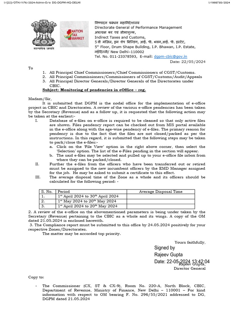 DGPM eOffice Pendencies Monitoring | PDF | Taxation | Payments