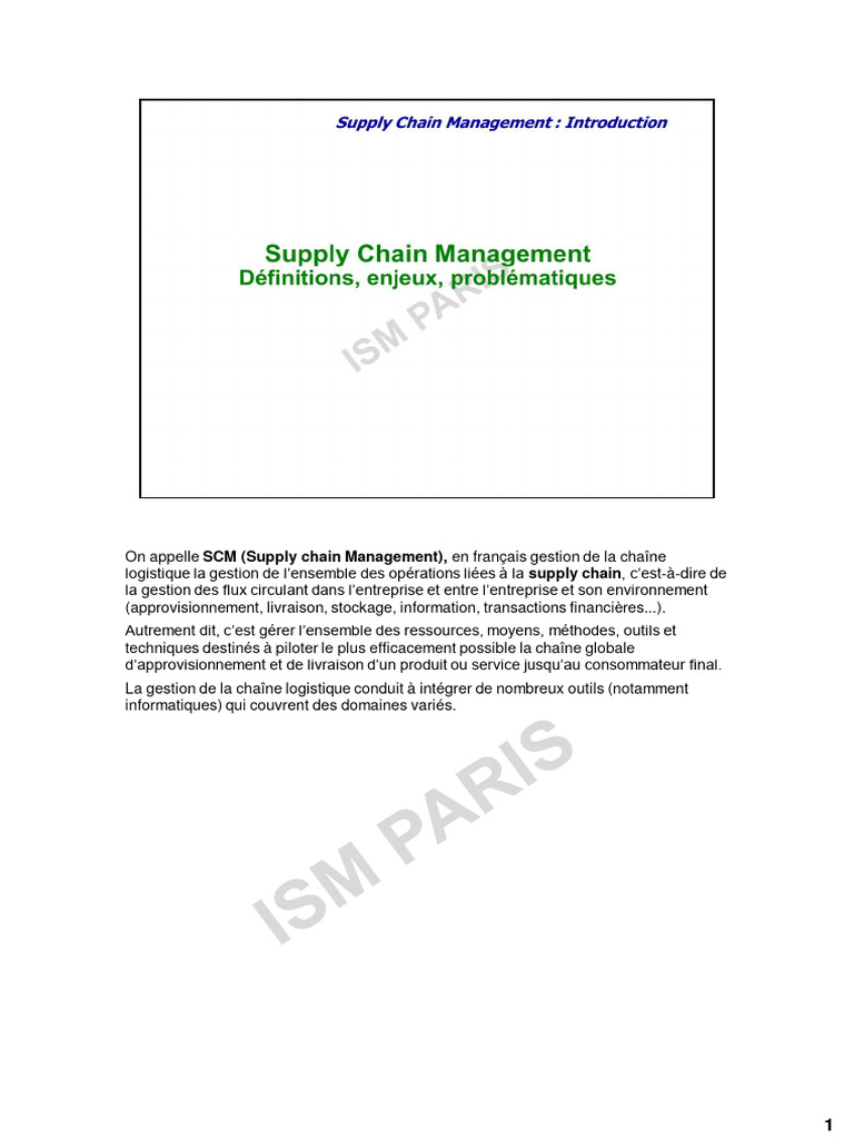 Gestion de la Supply Chain Moderne | PDF | Logistique | Gestion de la ...