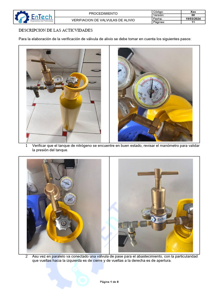 PROCEDIMIENTO INTERNO DE VERIFICACIÓN DE VALVULAS DE ALIVIO | PDF