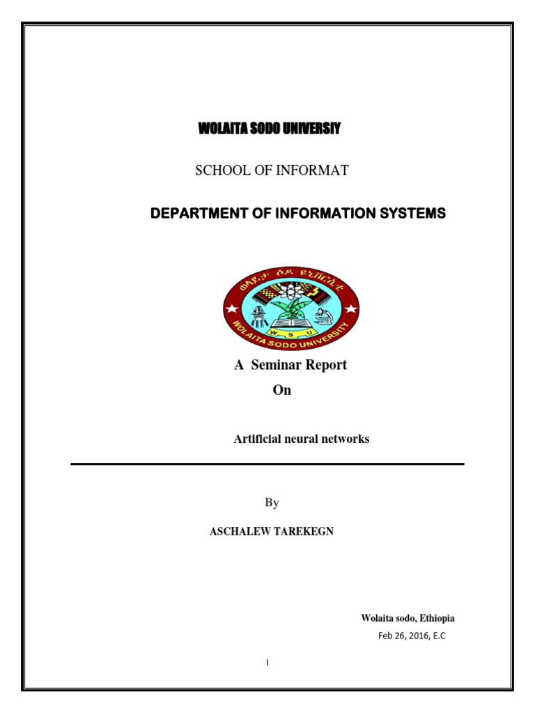Seminar Report on Artificial Neural Networks | PDF | Artificial Neural ...