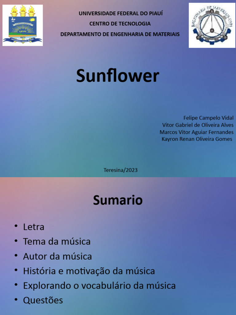 Sunflower | PDF | Música gravada | Gravação de som