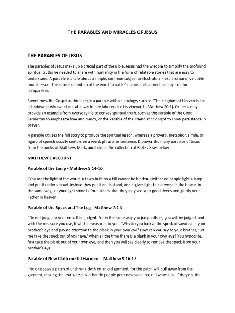 Jesus' Parables: Spiritual Lessons Explained | PDF | Jesus | Parable