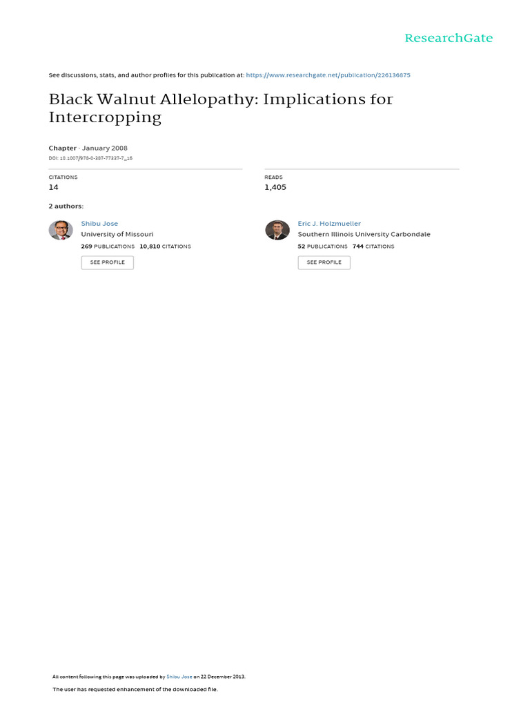 Black Walnut Allelopathy Implications For Intercro | PDF | Agriculture ...