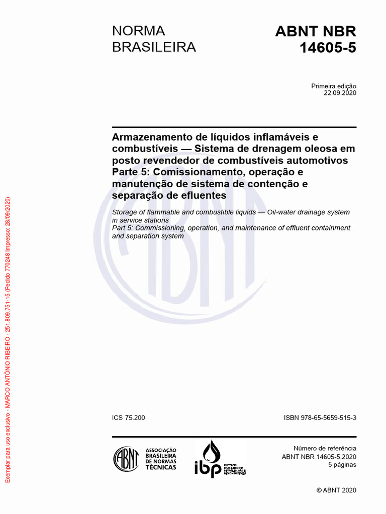 5 - 2020 - ABNT NBR 14605-5 - Funcionamento, Operação e Manutenção CSAO ...
