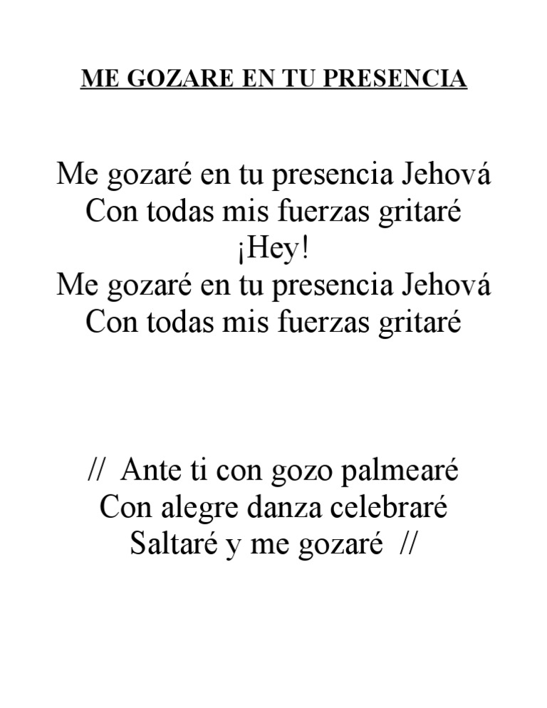 Me Gozare en Tu Presencia Jehova | PDF