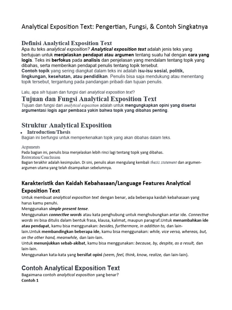 Pengertian dan Fungsi Teks Analytical Exposition | PDF | Pengembangan ...