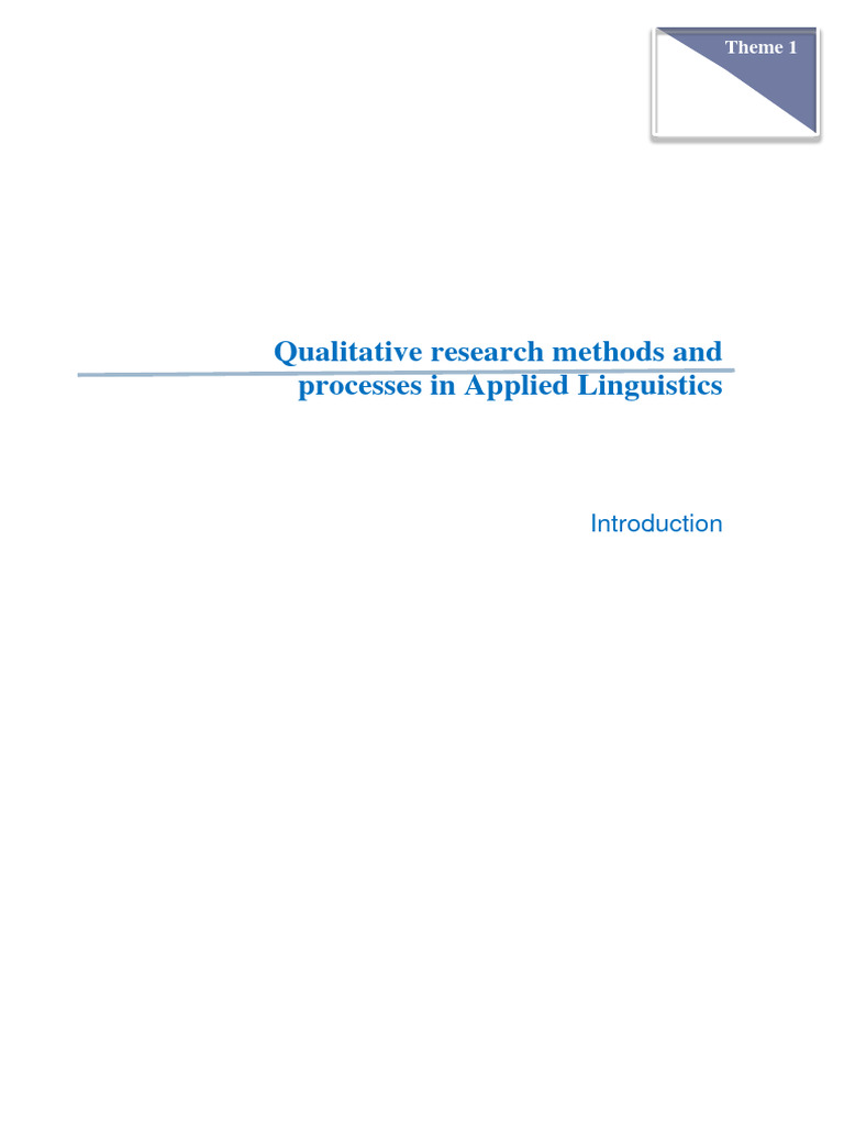 Qualitative Research in Linguistics | PDF | Case Study | Ethnography