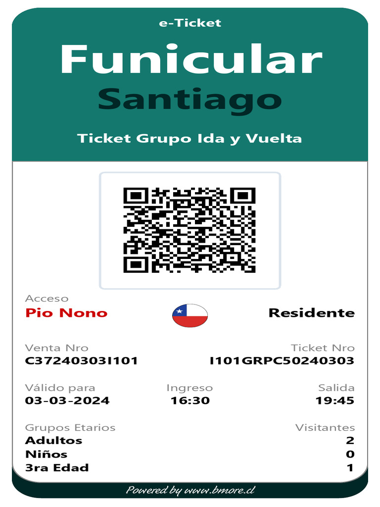 Ticket Funicular Santiago 03-03-2024 | PDF