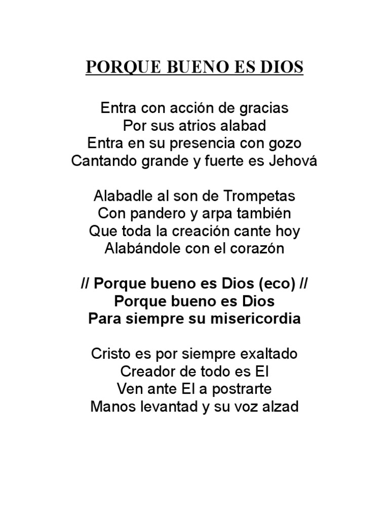 Porque Bueno Es Dios | PDF