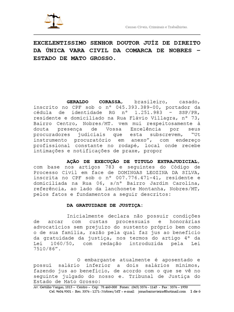 Ação de Execução de Título Extrajudicial | PDF | Nota promissória ...