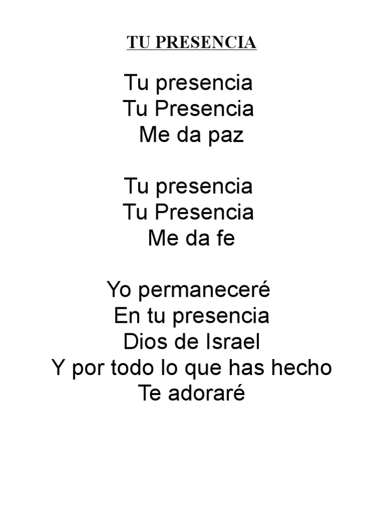 Tu Presencia Me Da Paz y Fe | PDF