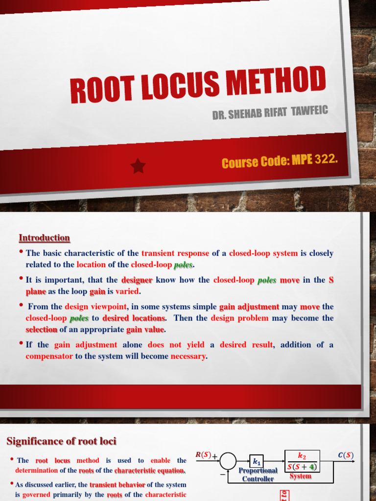 Root Locus Method in Control Systems | PDF | Control Theory | Mechanics