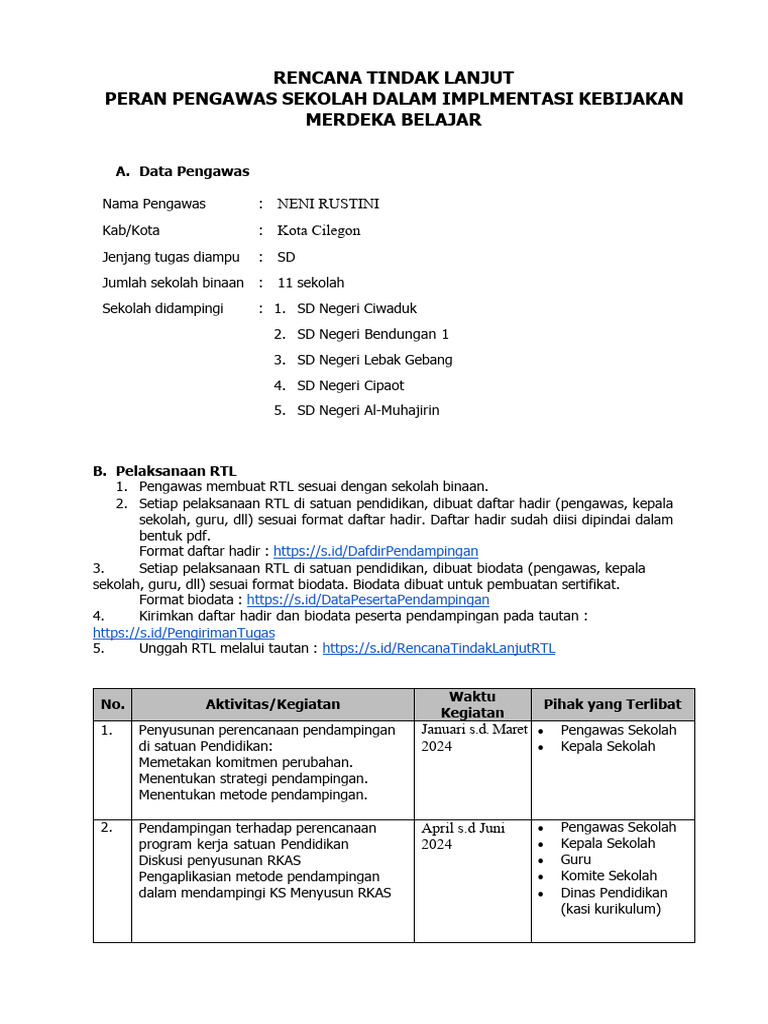 Rencana Tindak Lanjut Neni | PDF | Karier & Perkembangan