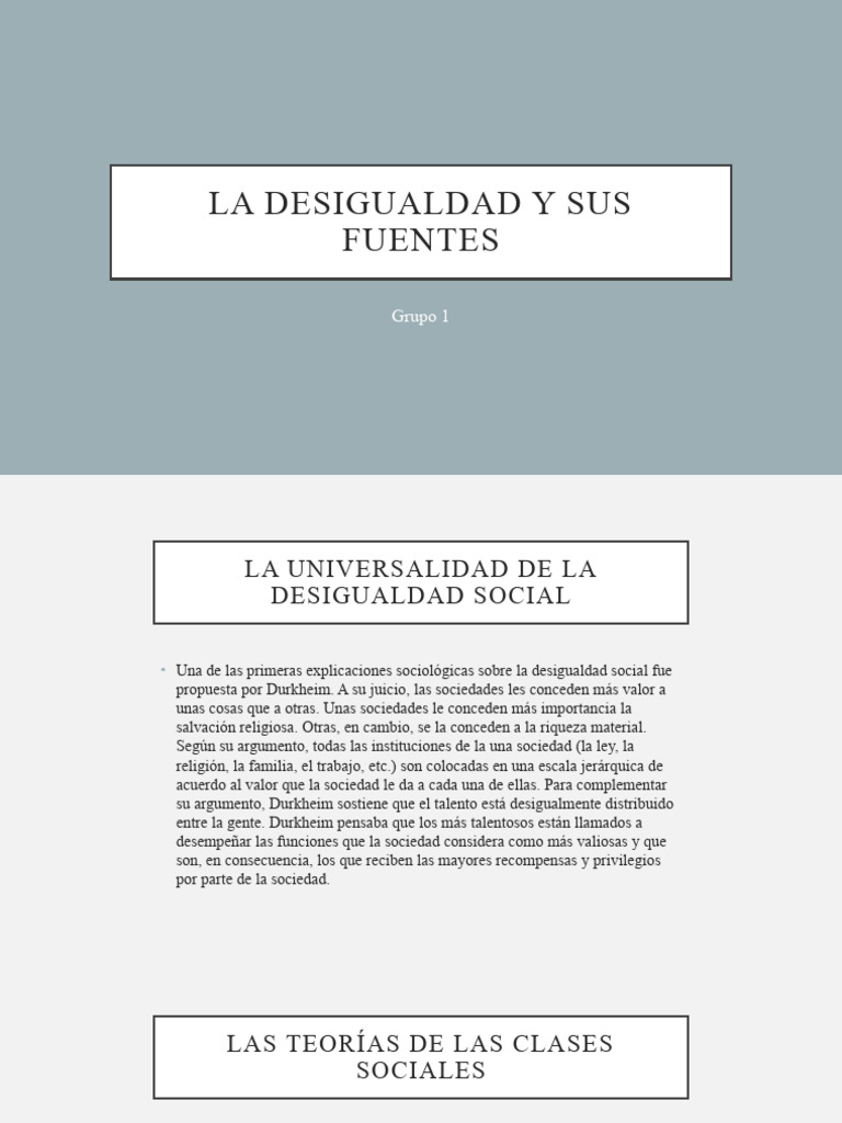 Fuentes de la Desigualdad Social | PDF | Estratificación social ...