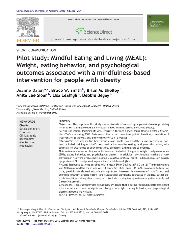 Mindful Eating Intervention for Obesity | PDF | Mindfulness | Meditation