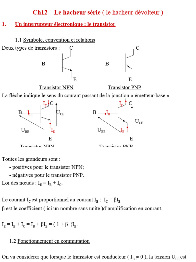 Hacheur dévolteur : principe et fonctionnement | PDF | Transistor ...