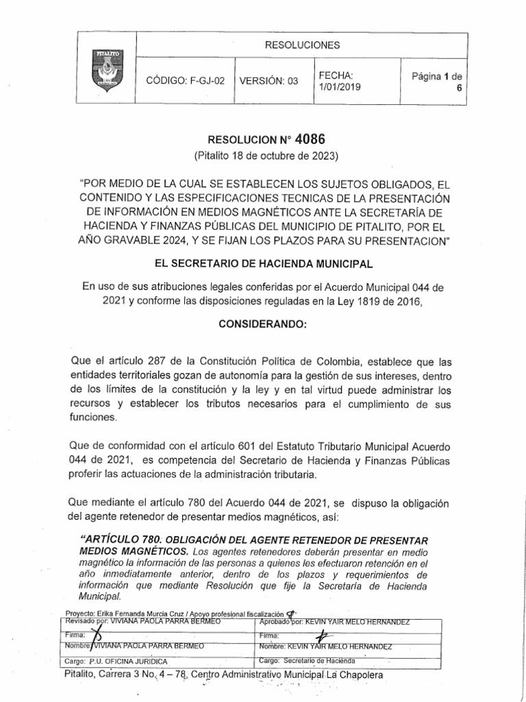 Resolucion 4086 de 2023 - Hacienda | PDF
