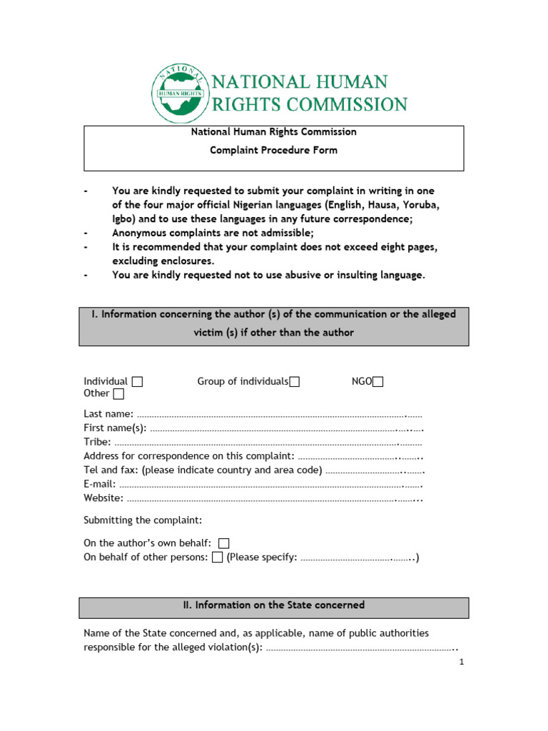 Complaint Submission Guidelines | PDF | Social Ethics | Government