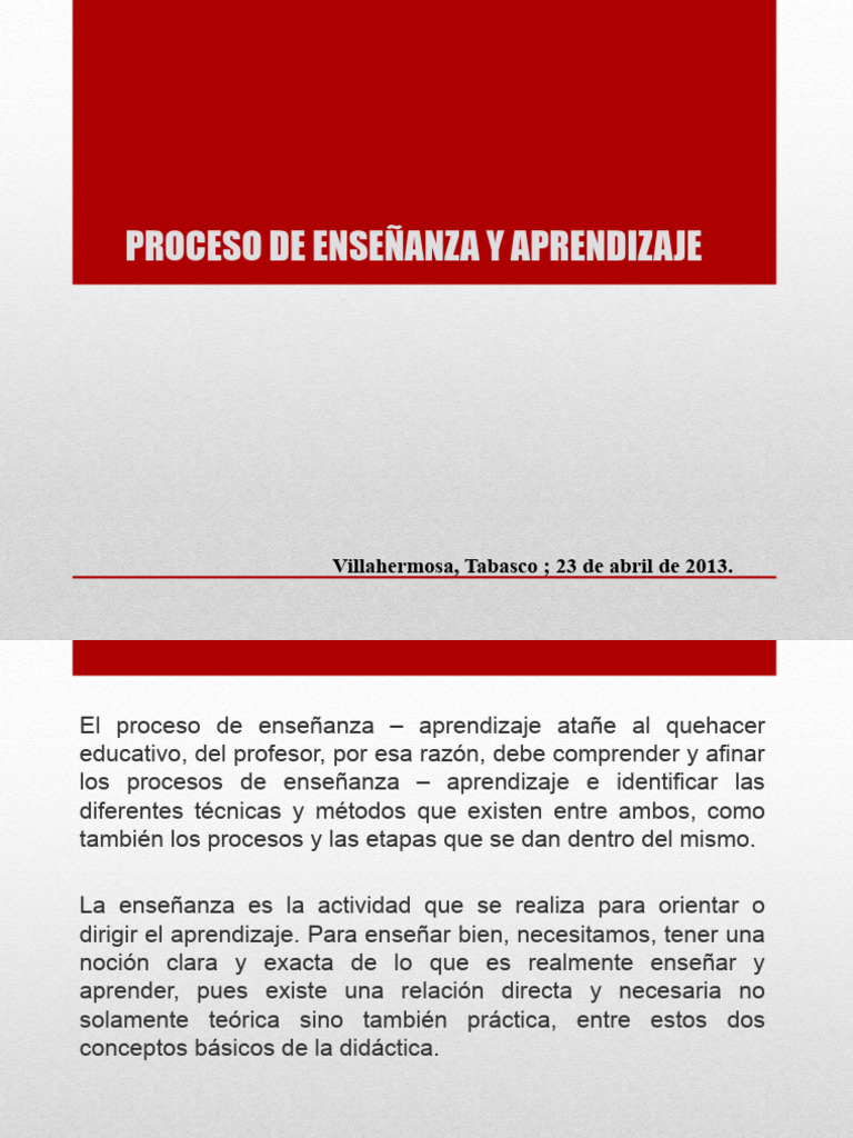 Proceso de Enseñanza y Aprendizaje | PDF | Aprendizaje | Enseñando