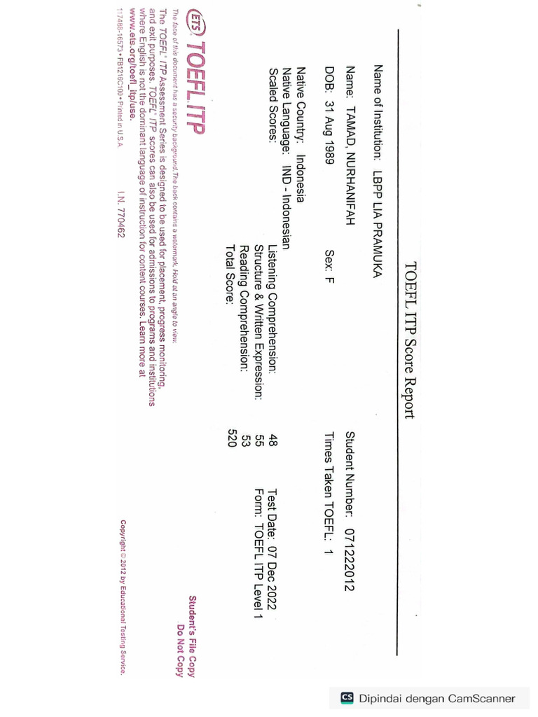 Toefl itp pdf
