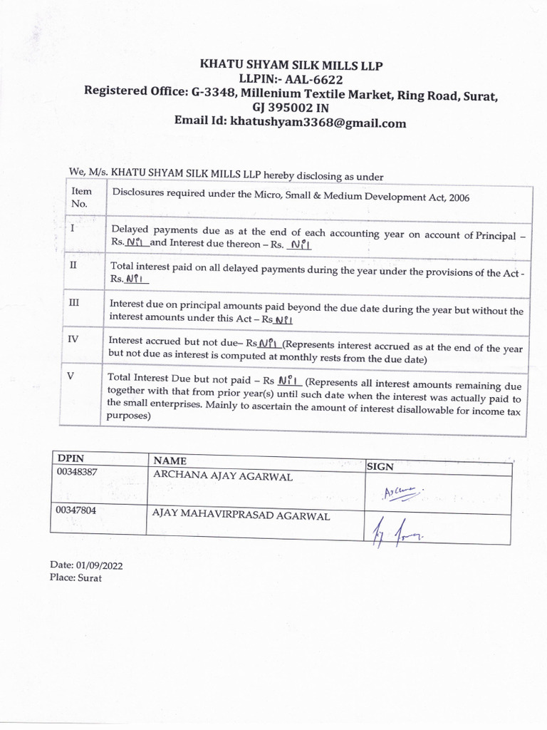LLP Form 8 - Revised1 Optional Attachment If Any - 20!10!2022 | PDF