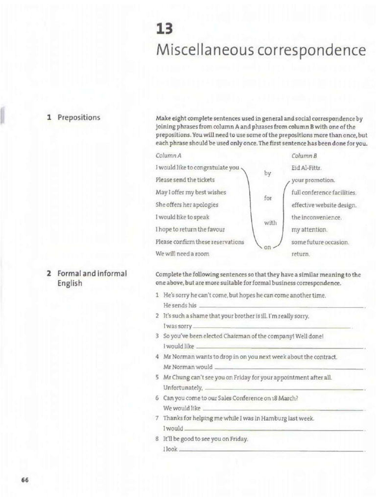 Commercial Correspondence - UNIT 13 - WORKBOOK | PDF