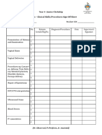 Year 4 - Clinical Skills Sign-Off Sheet PDF