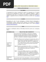 AGENDA DE OBRIGAÇÕES TRABALHISTAS E PREVIDENCIÁRIAS