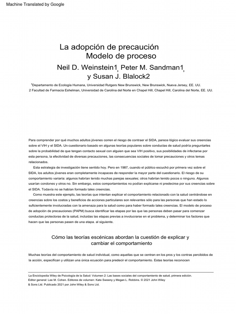 Weinstein2020 precaution adoption process model chapter descargar
