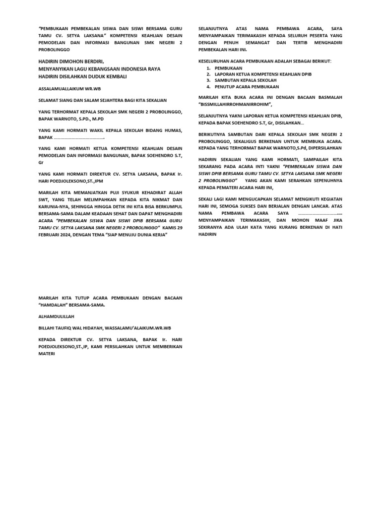 Pembekalan Siswa SMK 2 Probolinggo | PDF | Sains & Matematika