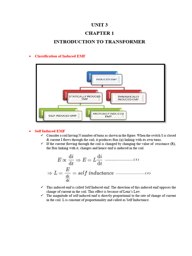 Unit 3 (Chapter 1) - Transformer | PDF | Electromagnetic Induction ...