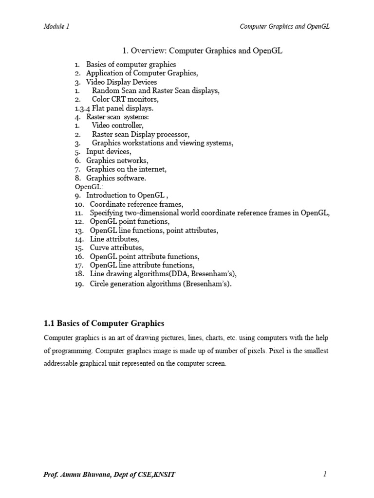 Computer Graphics and OpenGL Overview | PDF | Computer Graphics ...