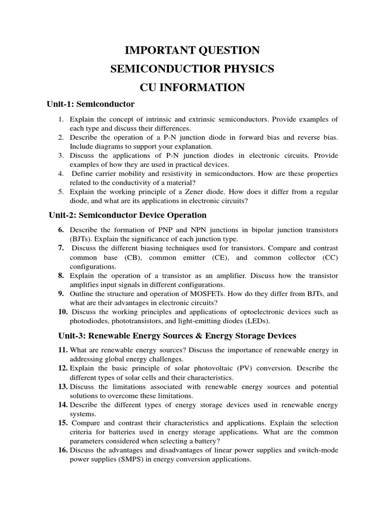 Key Semiconductor Questions Explained | PDF | Bipolar Junction ...