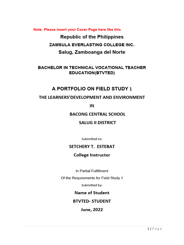 Field Study 1 Portfolio: Bacong Central School | PDF | Classroom ...