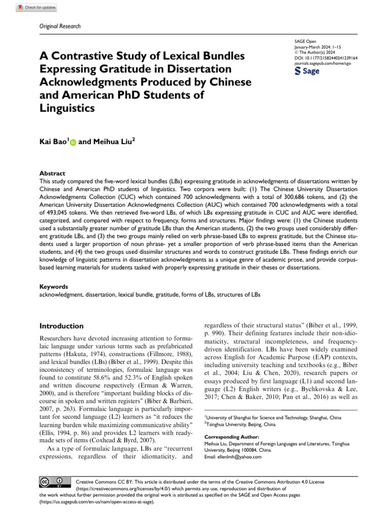 Bao Liu 2024 A Contrastive Study of Lexical Bundles Expressing ...