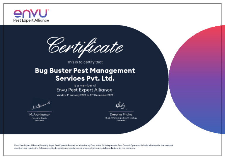 Envu Certificate 2023-24 | PDF