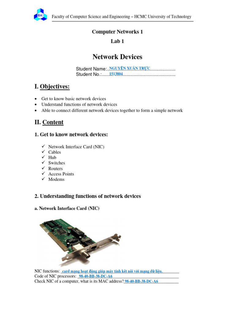 Network Devices: I. Objectives | Download Free PDF | Network Switch ...