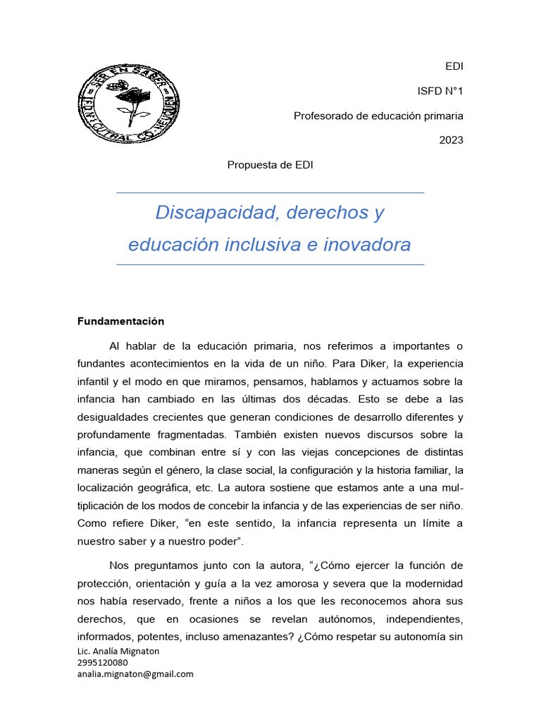 Educación Inclusiva y Derechos de Infancia | PDF | Invalidez ...