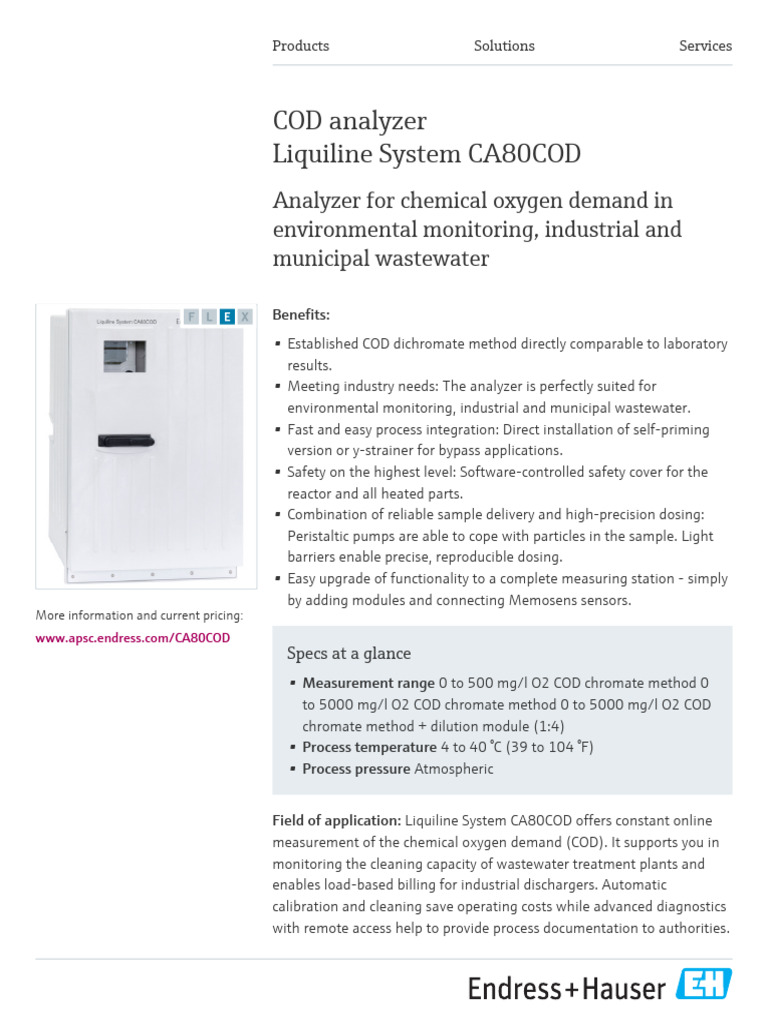 Endress-Hauser Liquiline System CA80COD EN | PDF