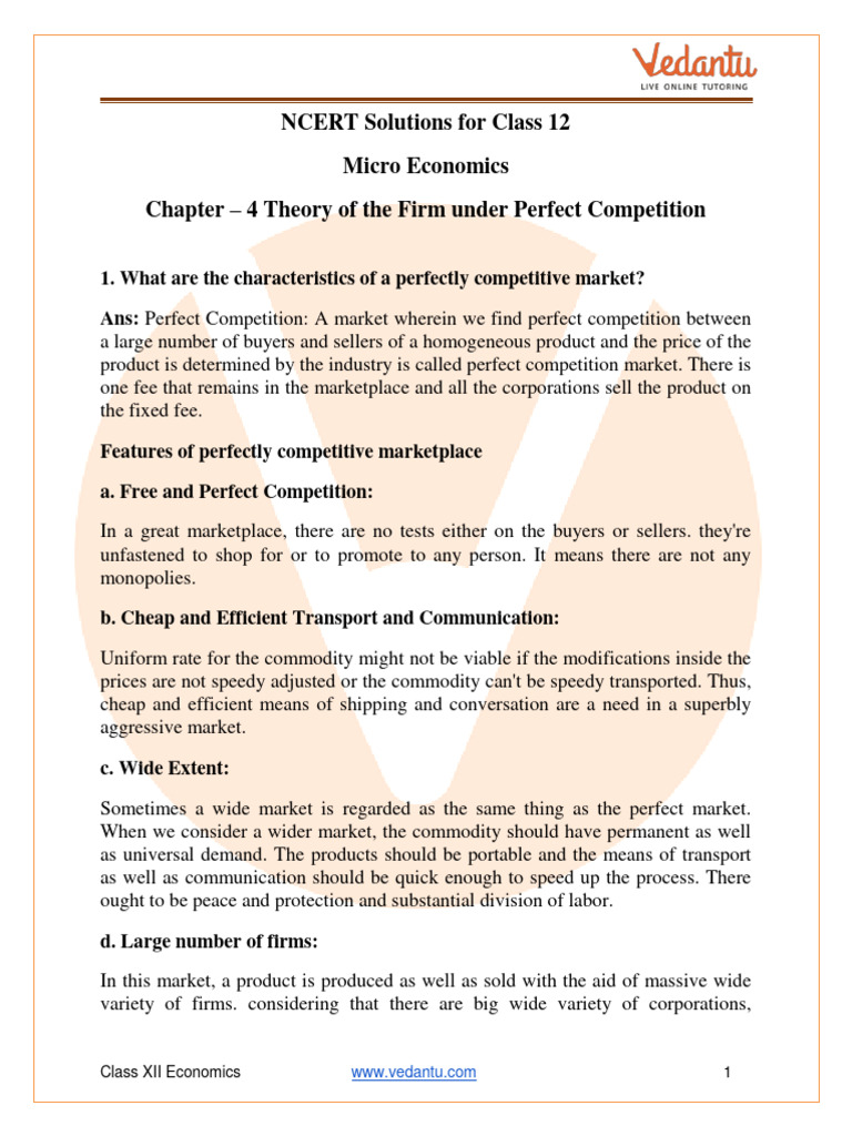 Features of Perfect Competition Explained | PDF | Perfect Competition ...