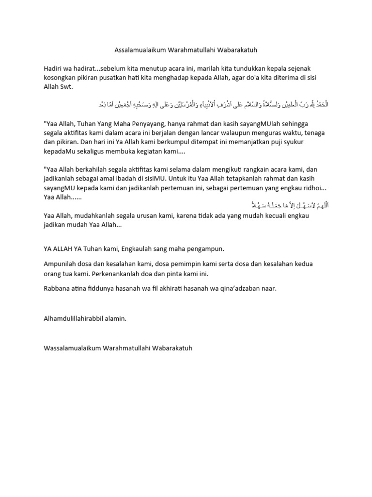 Doa Penutup Acara Resmi dan Pengajian | PDF