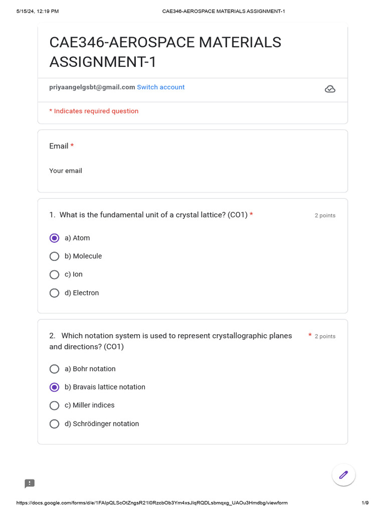Aerospace Materials Assignment Questions | PDF | Deformation ...