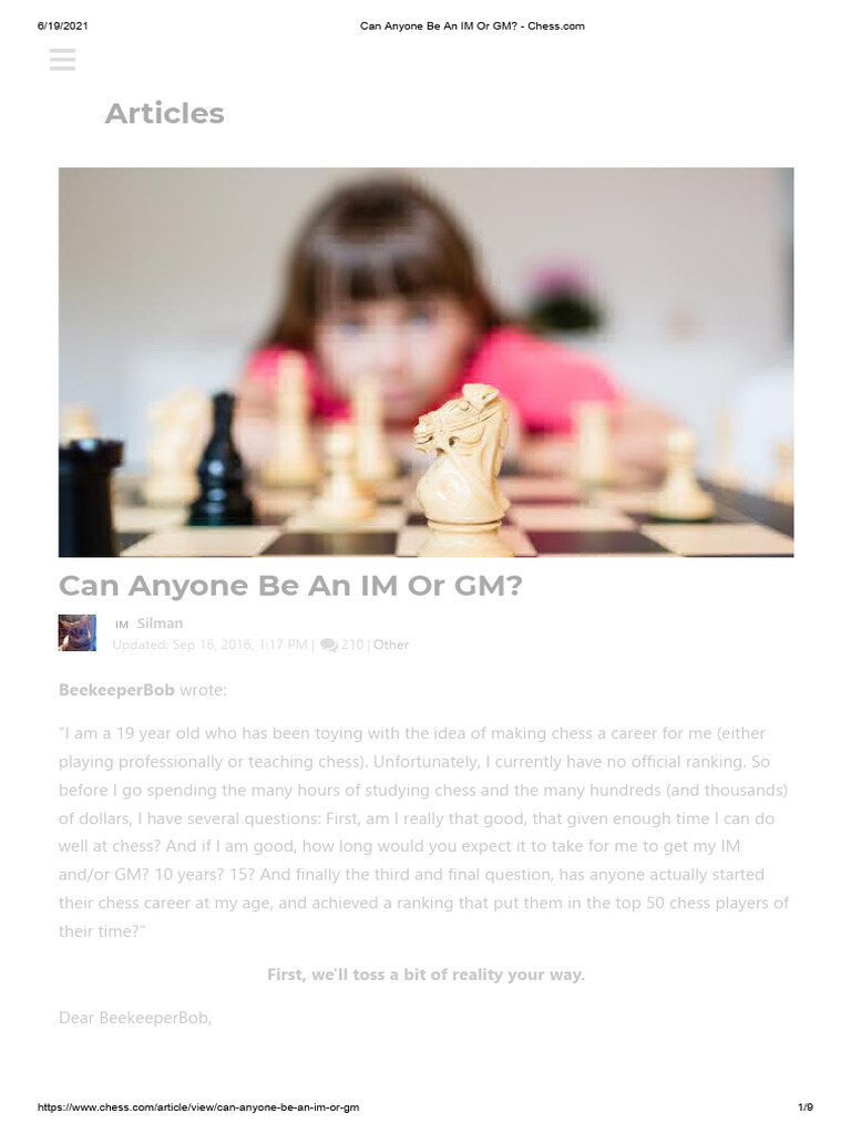 Aspiring Chess Pros: Reality Check | PDF | Chess