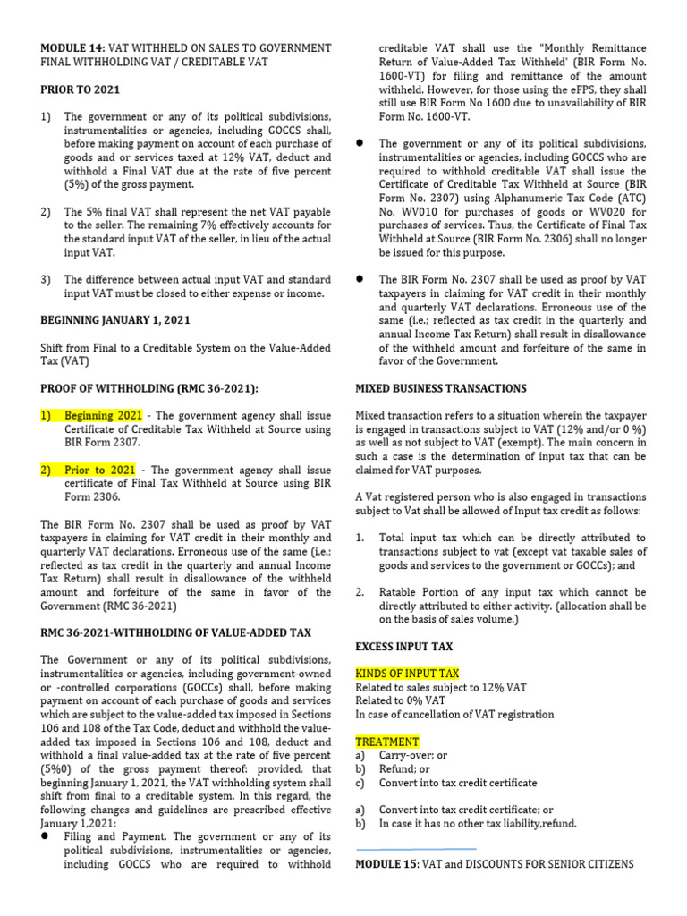 Module 14 15 16 Pdf Value Added Tax Taxes