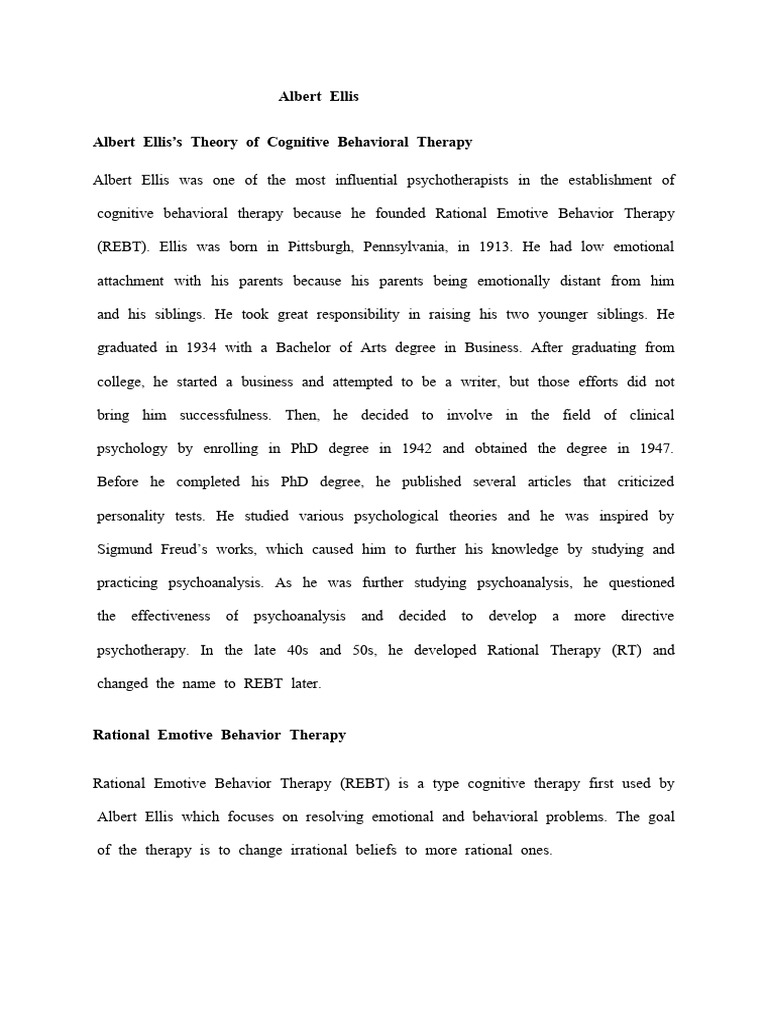 Albert Ellis | PDF | Rational Emotive Behavior Therapy | Personal ...