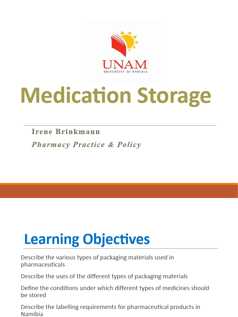 Medication Storage | PDF | Packaging And Labeling | Glasses